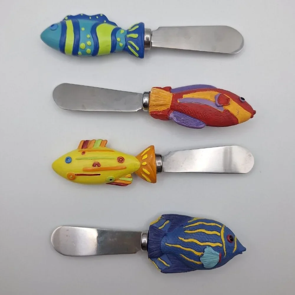 Boston Warehouse Fish Cheese Knives Knife‎ Set Small Colorful Nautical Sea Beach